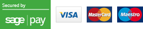 Secured by SagePay - Visa, Mastercard, Maestro, American Express and PayPal